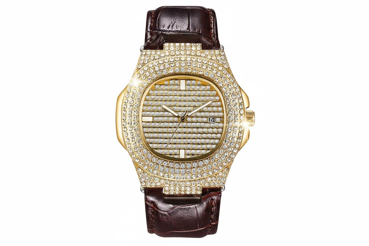 🤩 - Iced Out Moissanite Diamond Belt watch - GuardianAngel Jewels