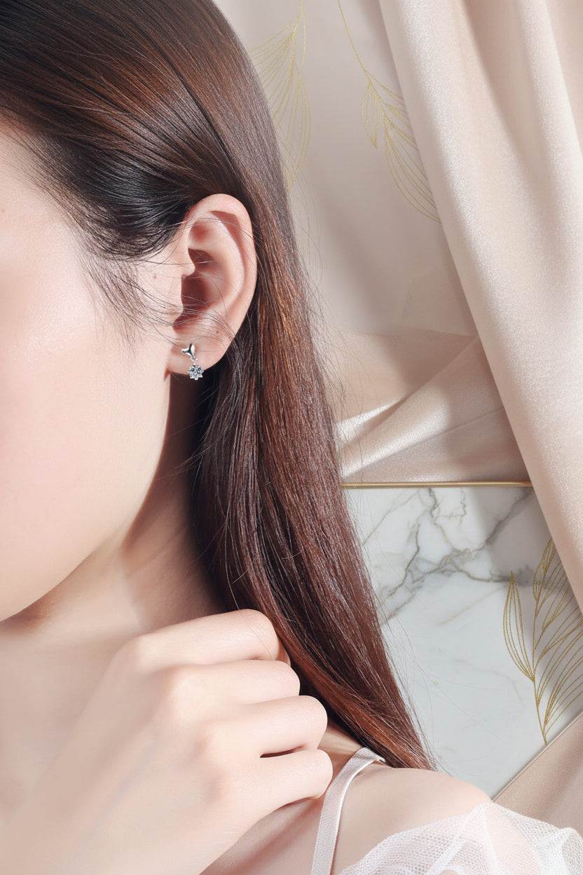 Moissanite Heart Drop Sterling Silver Earrings - GuardianAngel Jewels