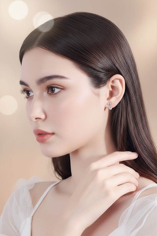 Moissanite Heart Drop Sterling Silver Earrings - GuardianAngel Jewels