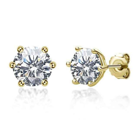 😉 - Round Brilliant 6 Prong Moissanite Stud Earrings