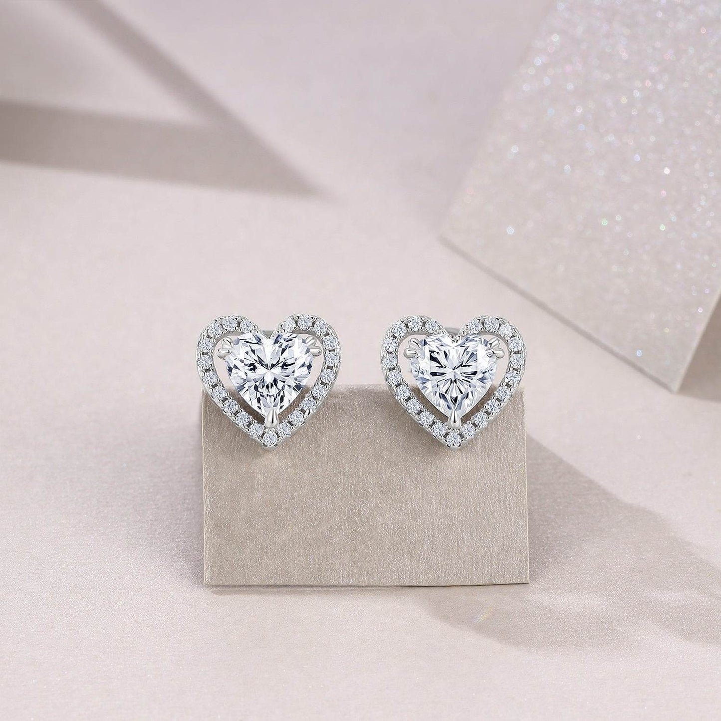 Heart Shaped Halo - 1 Carat Moissanite Stud Earrings - GuardianAngel Jewels