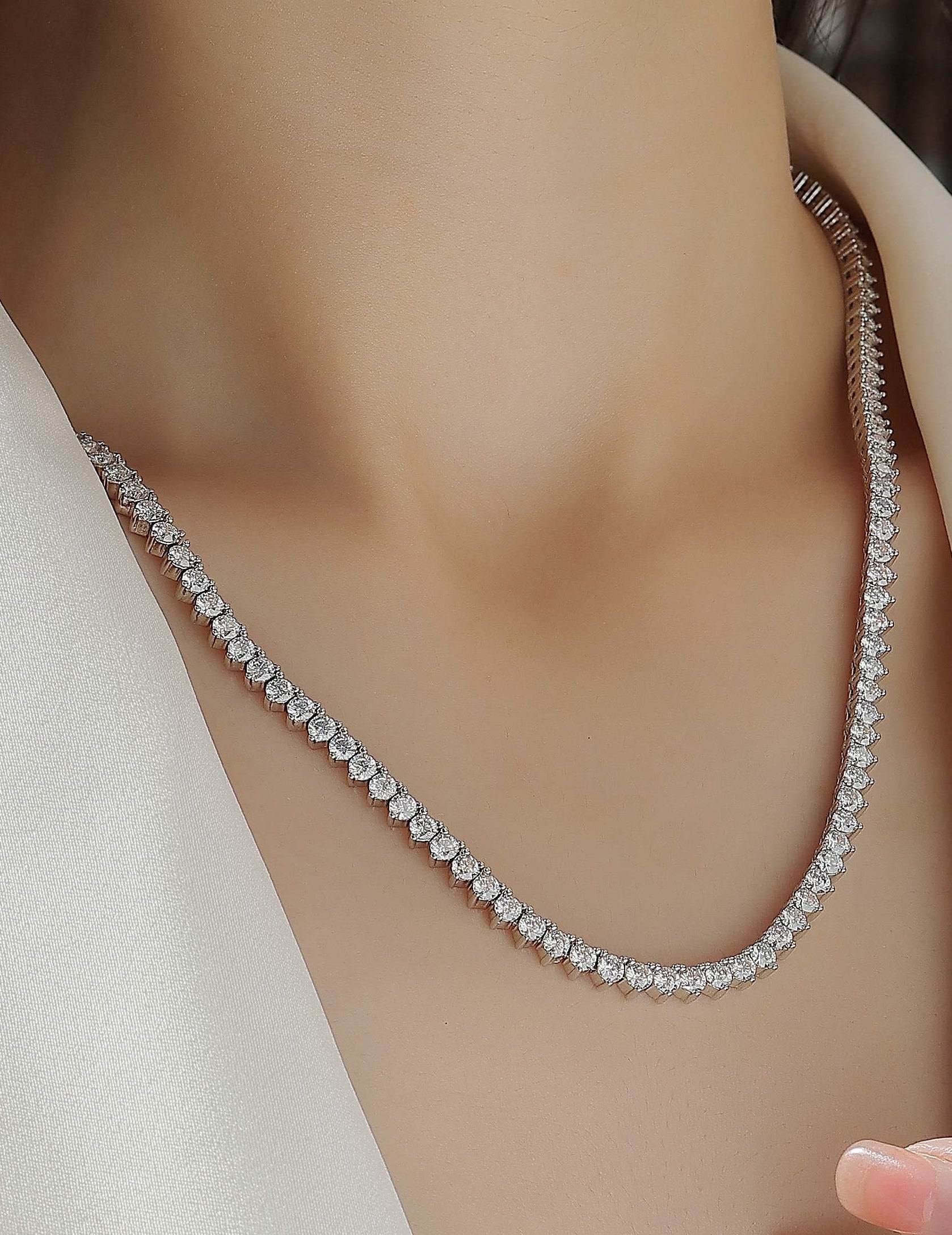 Solitude Moissanite Tennis Chain S925 Silver-Plated Platinum - GuardianAngel Jewels