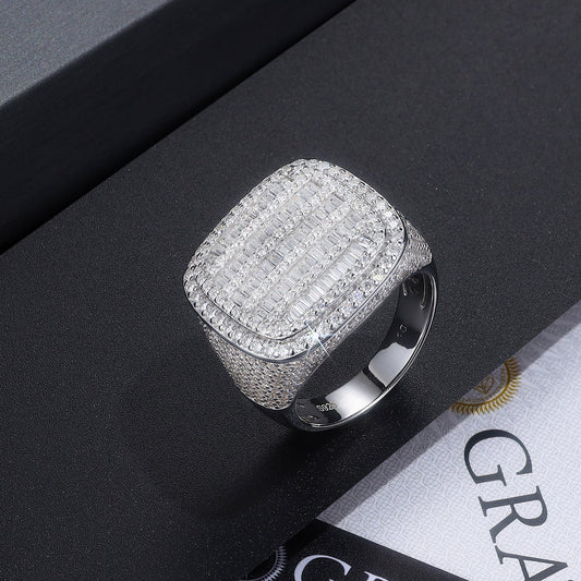 Bold - Men's Luxury Moissanite Silver Ring Silver Platinum Plated