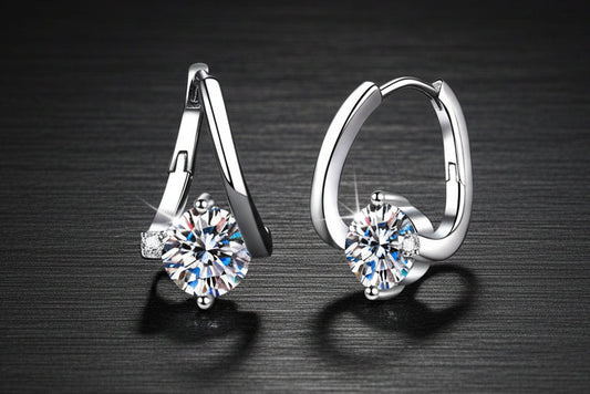 2 Carat Moissanite Lever-Back Round Cut S925 Silver Earrings