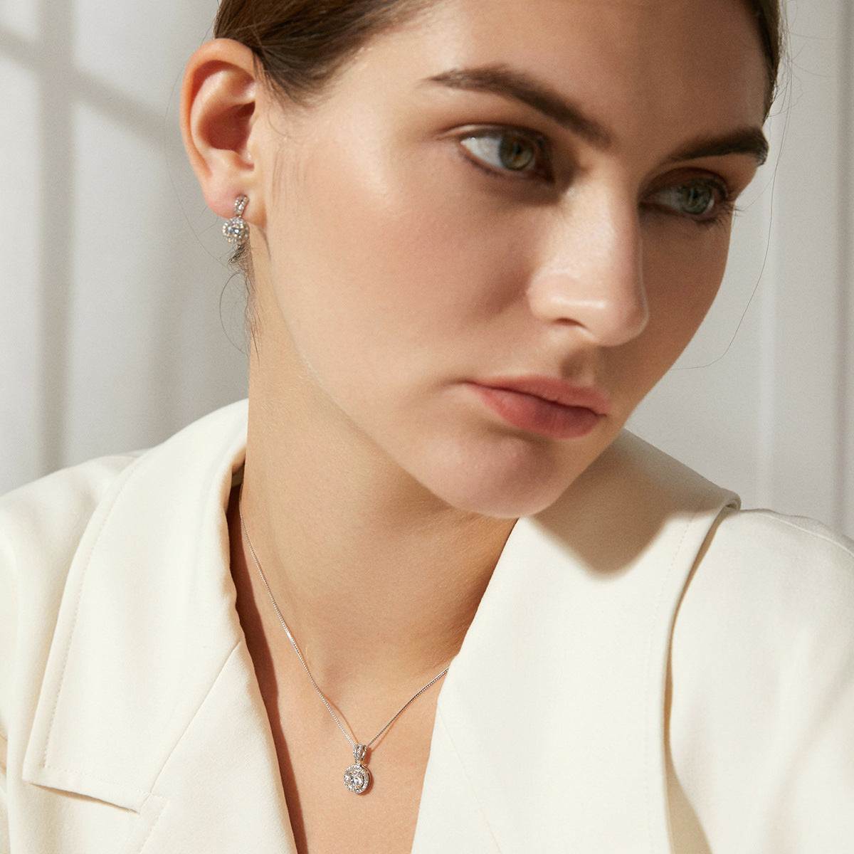 1 Carat Moissanite Round Halo Earrings - GuardianAngel Jewels