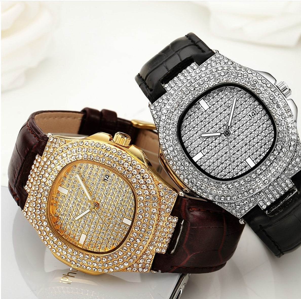 🤩 - Iced Out Moissanite Diamond Belt watch - GuardianAngel Jewels