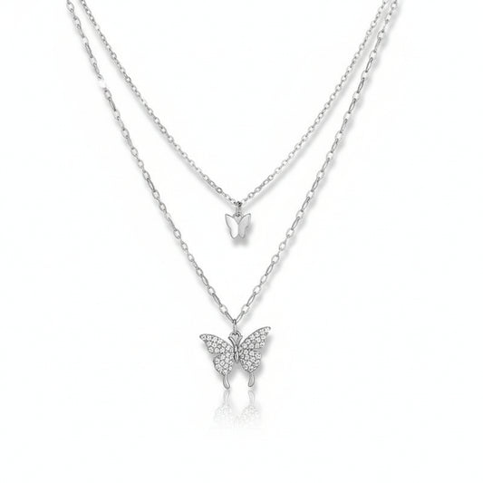 Double Butterfly - Pendant Engagement Necklace Gold Plated - GuardianAngel Jewels