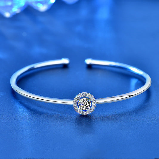 Simple Moissanite Round Bag Bracelet Silver