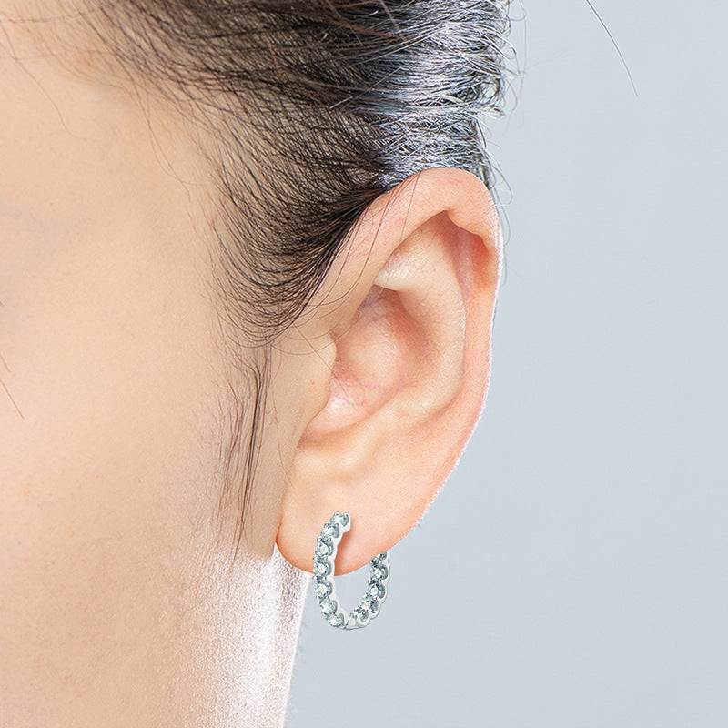 Sterling Silver Moissanite Hoop Earrings - GuardianAngel Jewels