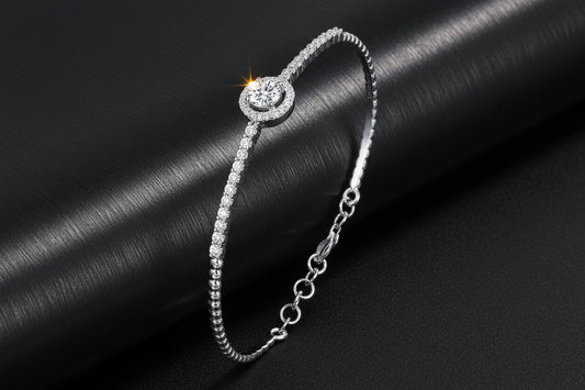 Adore - Moissanite Round Bag Bracelet Sterling Silver