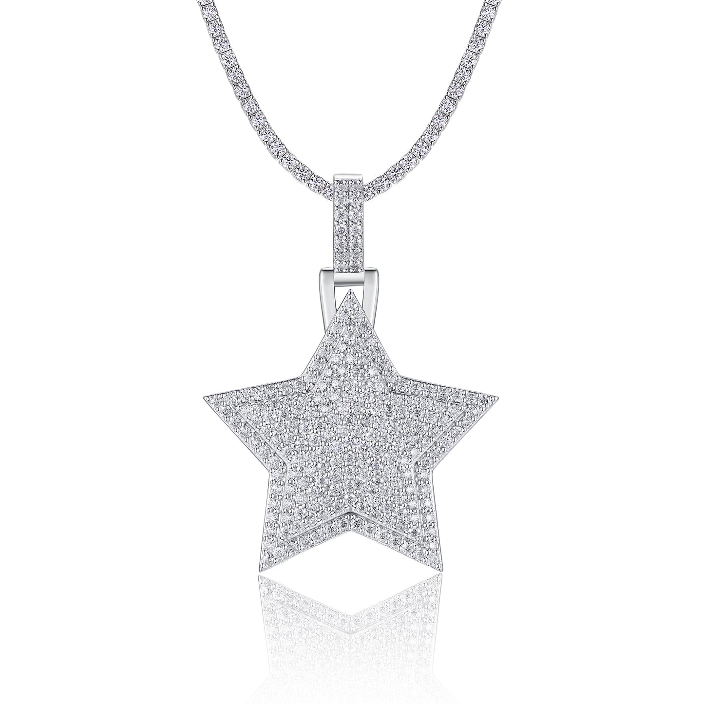 GRA Certified Kings Star Moissanite Pendant Platinum Plated - GuardianAngel Jewels