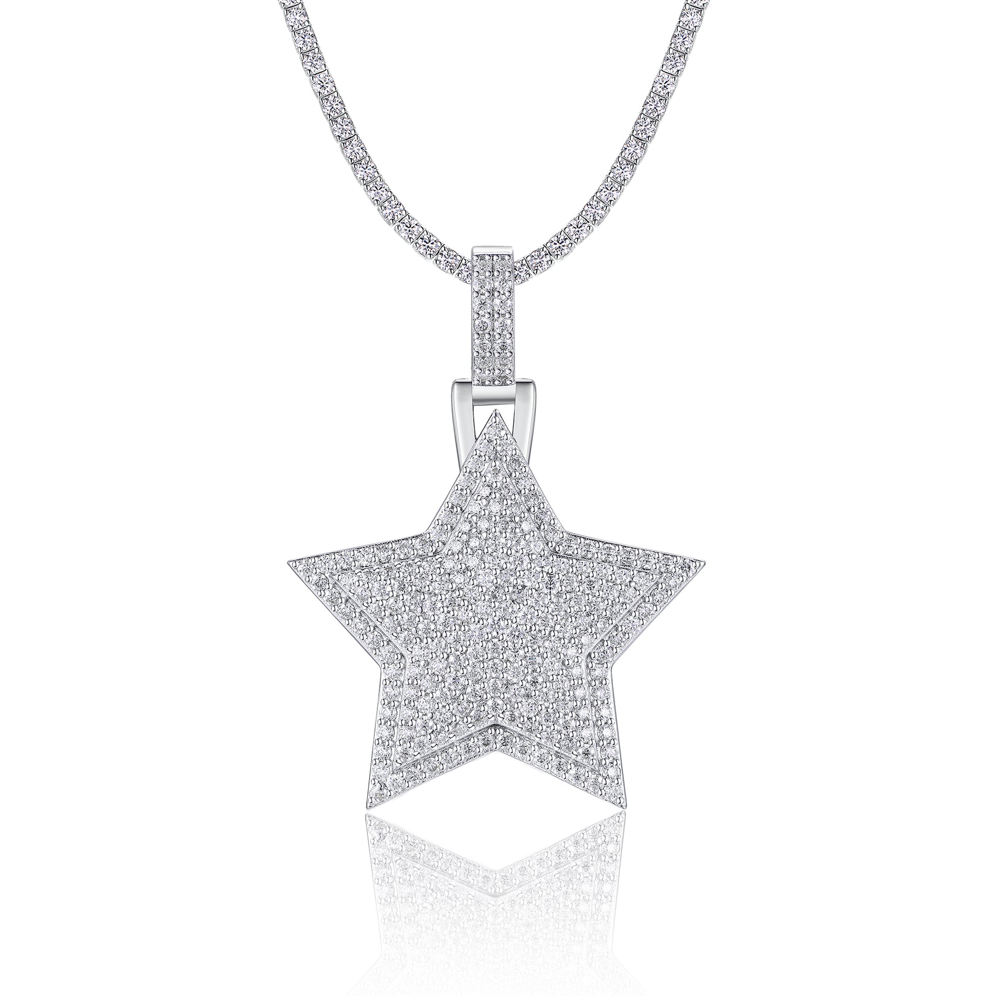 GRA Certified Kings Star Moissanite Pendant Platinum Plated - GuardianAngel Jewels
