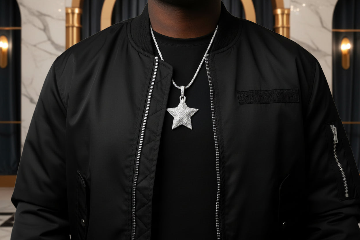 GRA Certified Kings Star Moissanite Pendant Platinum Plated - GuardianAngel Jewels