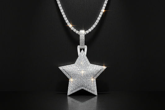 King's Star - Moissanite Pendant Silver And Platinum Plated