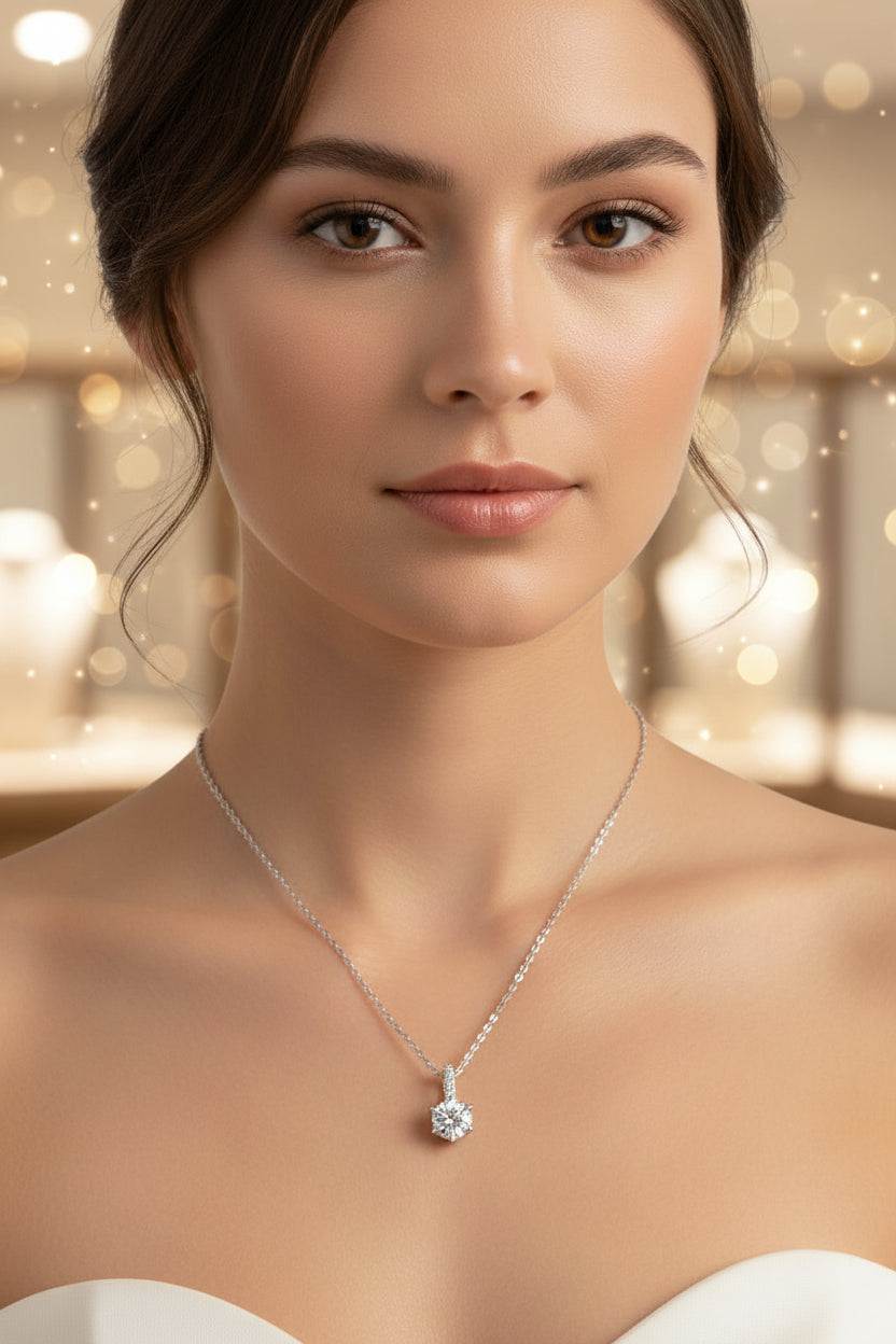 Shining Star Solitaire Moissanite Pendant Necklace - GuardianAngel Jewels