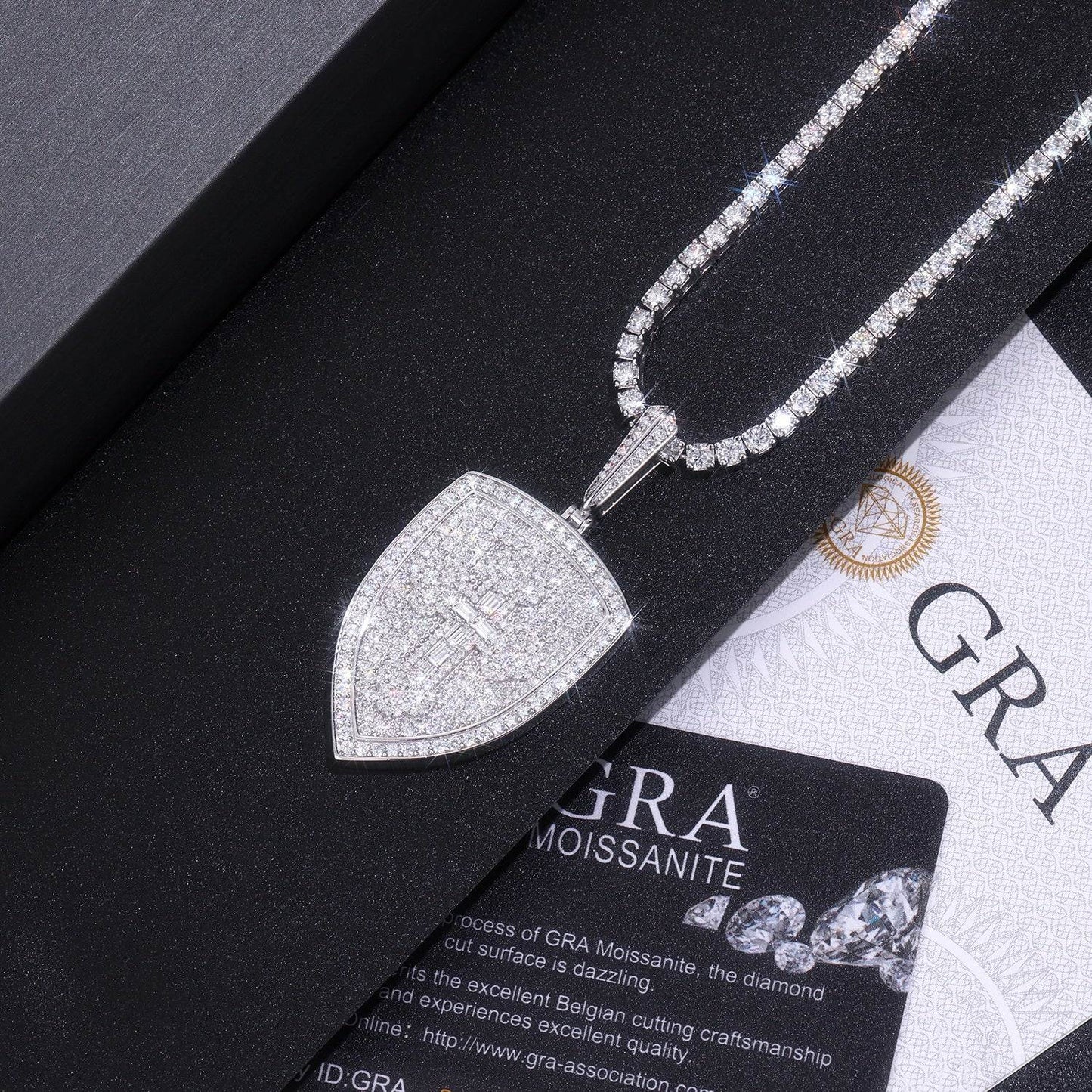 GRA Certified Starlight Shield Moissanite Platinum Pendant - GuardianAngel Jewels