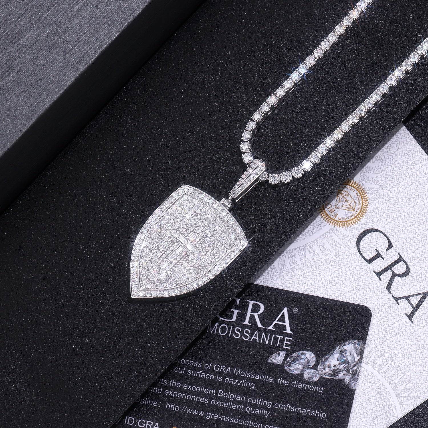 GRA Certified Starlight Shield Moissanite Platinum Pendant - GuardianAngel Jewels