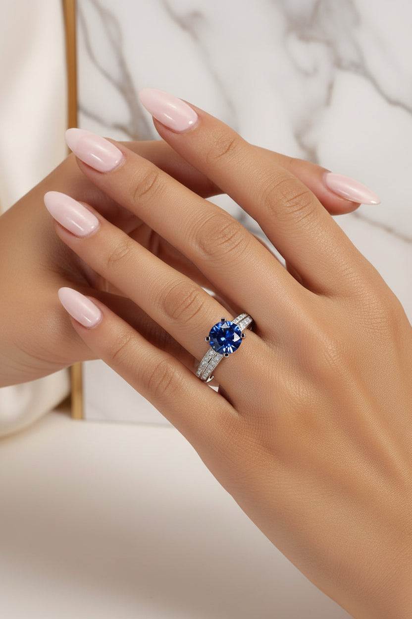 Aura Moissanite Adjustable Opening Platinum Ring - GuardianAngel Jewels