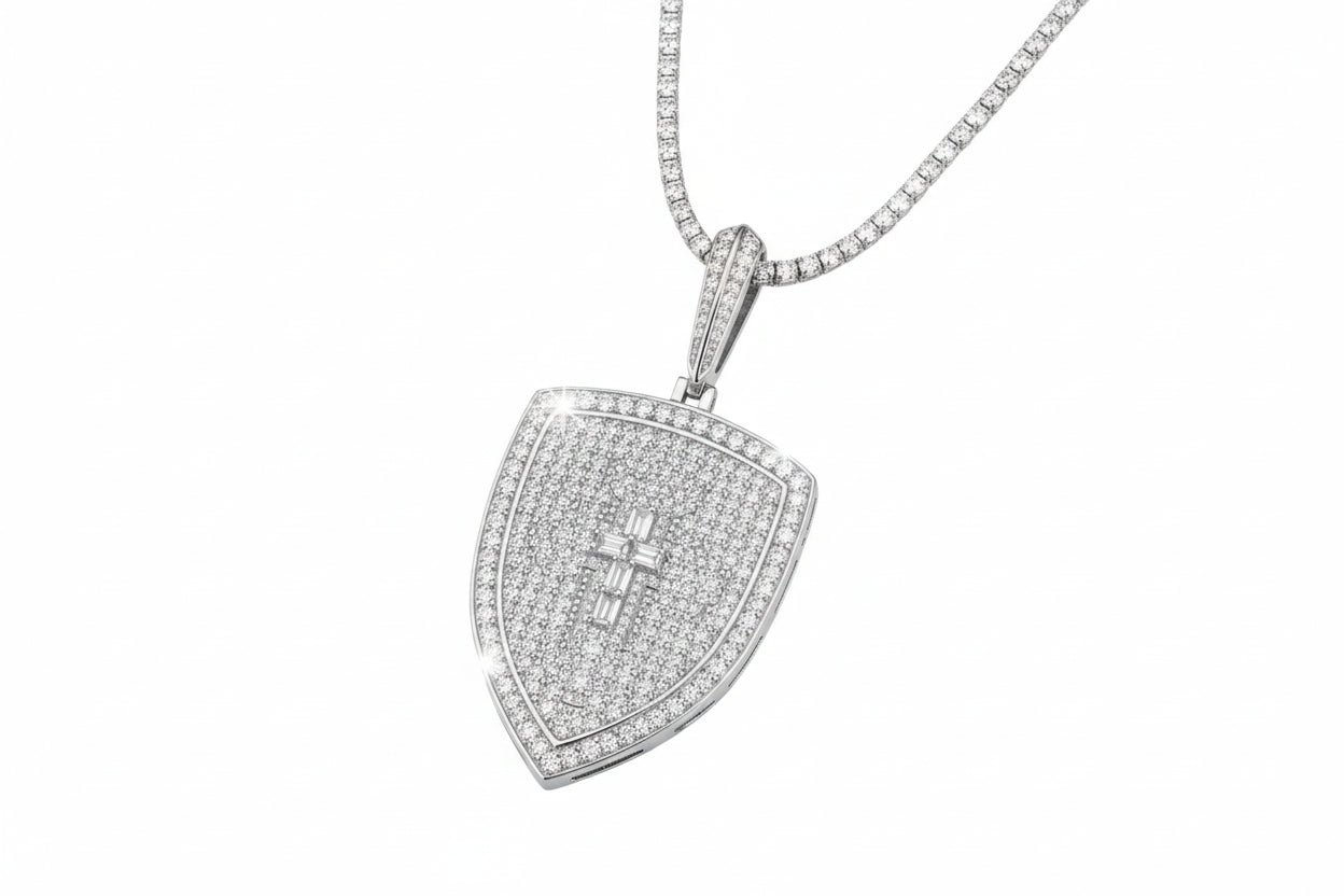 GRA Certified Starlight Shield Moissanite Platinum Pendant - GuardianAngel Jewels