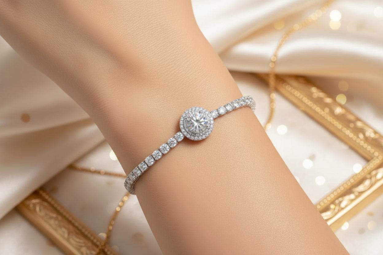 Round Starry Moissanite Tennis Bracelet - GuardianAngel Jewels