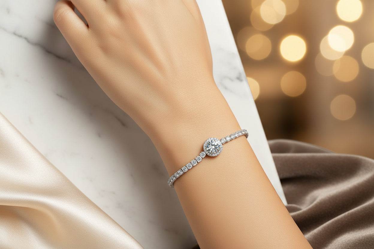 Round Starry Moissanite Tennis Bracelet - GuardianAngel Jewels