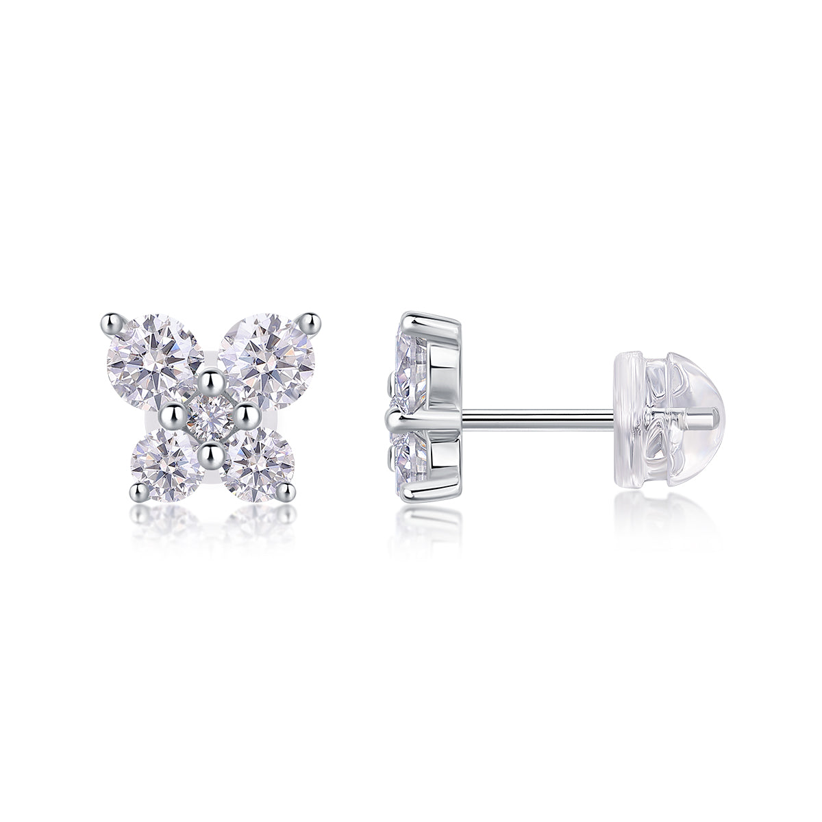 Butterflies - Moissanite Stud Earrings Platinum Plated - GuardianAngel Jewels