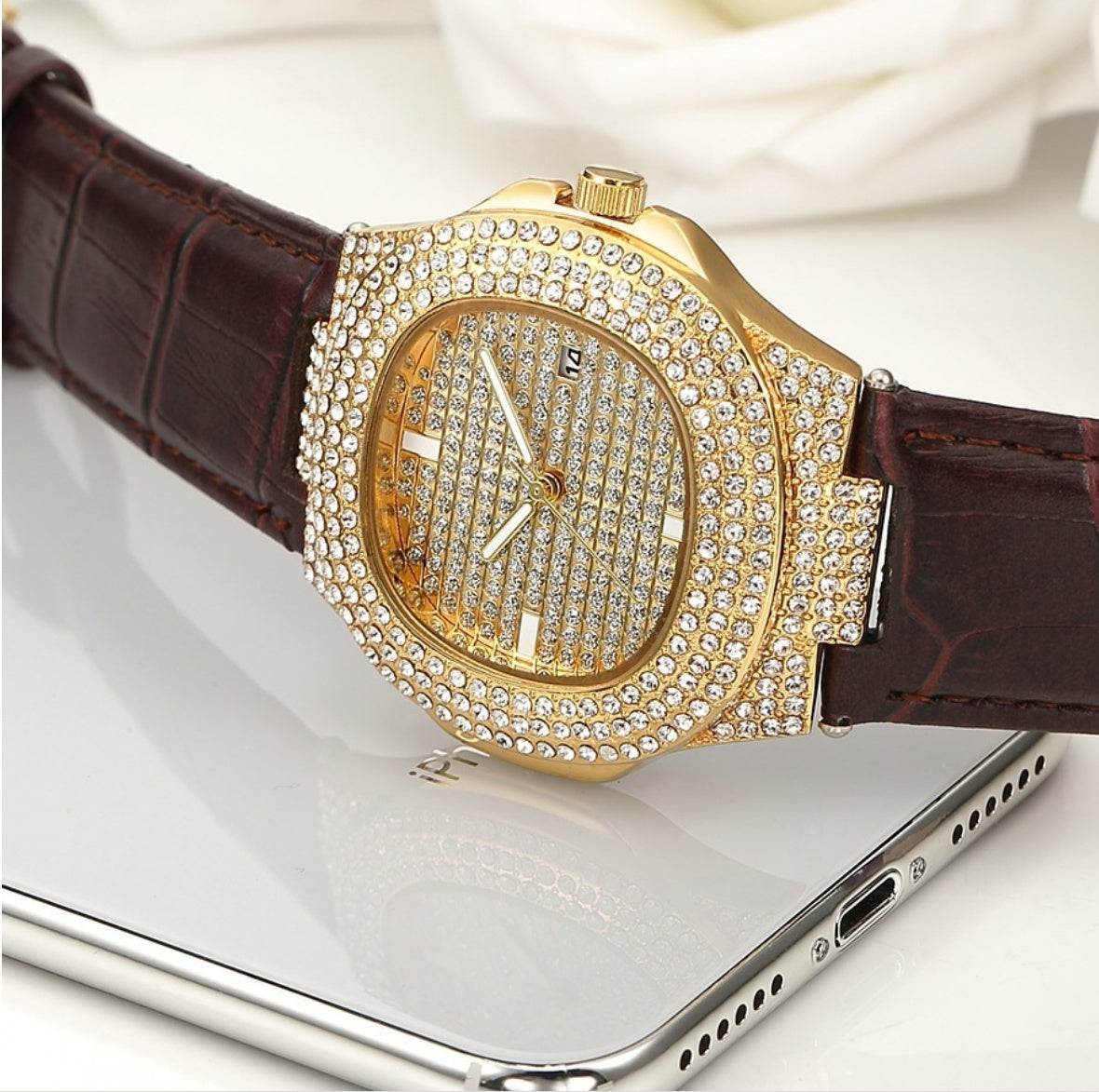 🤩 - Iced Out Moissanite Diamond Belt watch - GuardianAngel Jewels