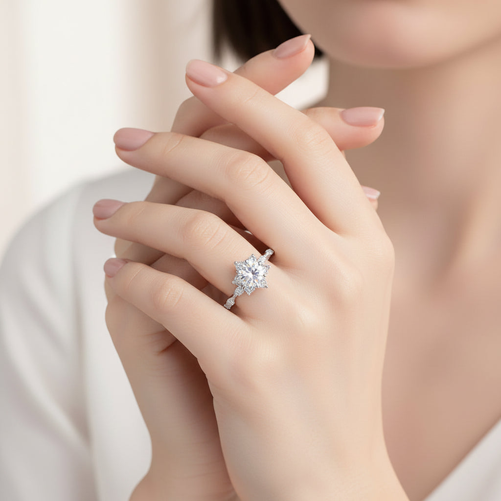 Radiant 1 Carat Moissanite Stone Ring D Color - GuardianAngel Jewels