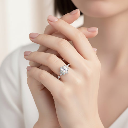 Radiant 1 Carat Moissanite Stone Ring D Color - GuardianAngel Jewels