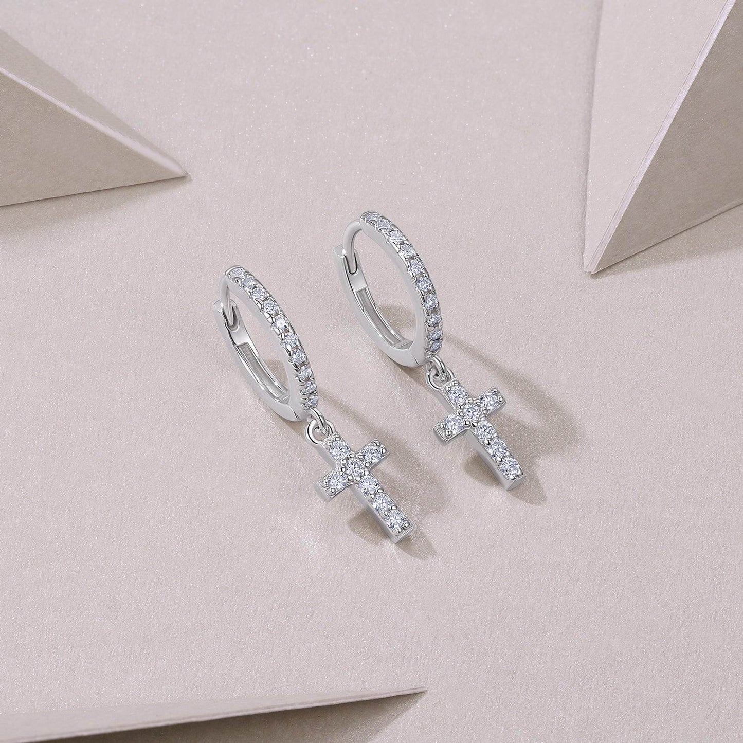 Patience Moissanite Hoop Earrings Platinum Plated - GuardianAngel Jewels