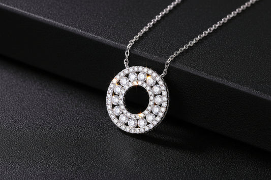 Solar Elegance - Moissanite Pendant Necklace Sterling Silver