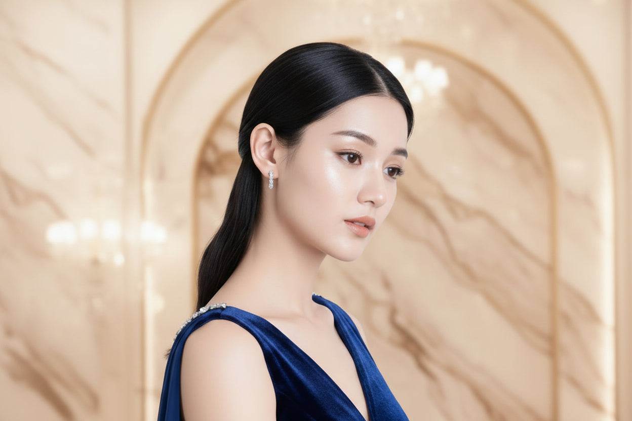 Moissanite Vittore Hoop Sterling Silver Earrings - GuardianAngel Jewels