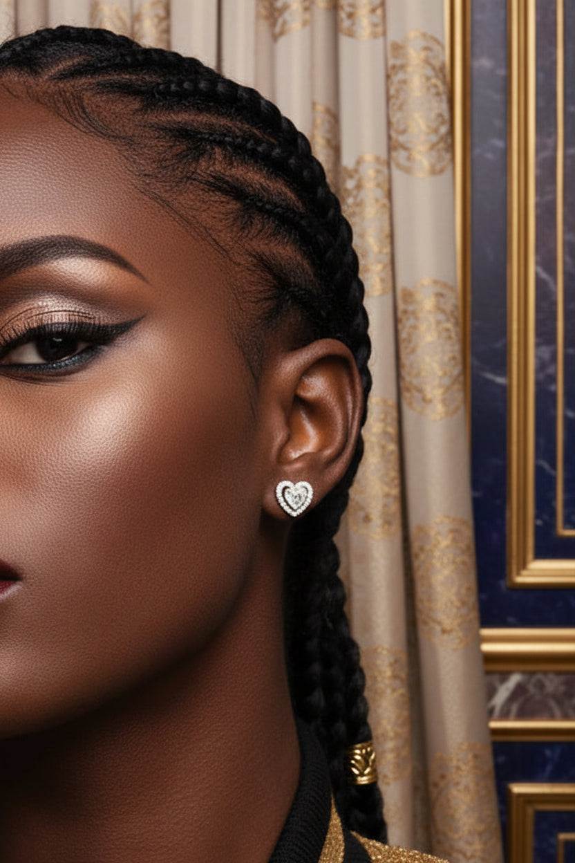 Heart Shaped Halo - 1 Carat Moissanite Stud Earrings - GuardianAngel Jewels