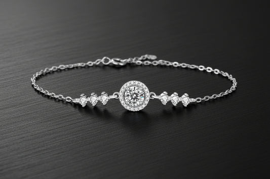 1 Carat White Gold Moissanite Bracelet