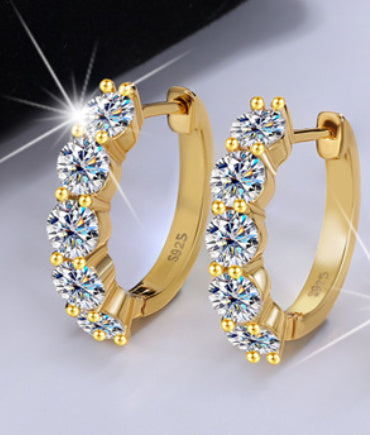 GRA Certified Round Brilliant Moissanite Gold Hoop Earrings - GuardianAngel Jewels