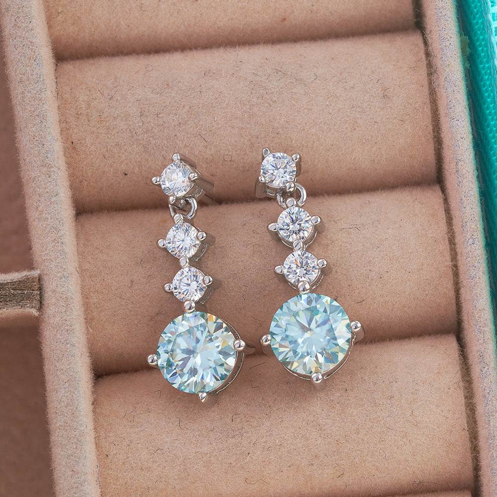 Baby Blue Moissanite Dangle Earrings - GuardianAngel Jewels