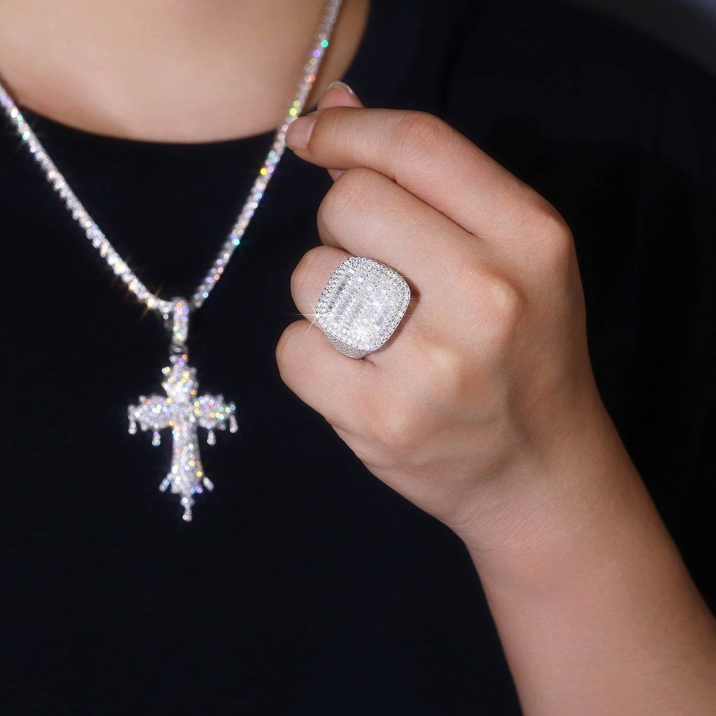 GRA Certified Bold Luxury Moissanite Platinum Plated Ring - GuardianAngel Jewels