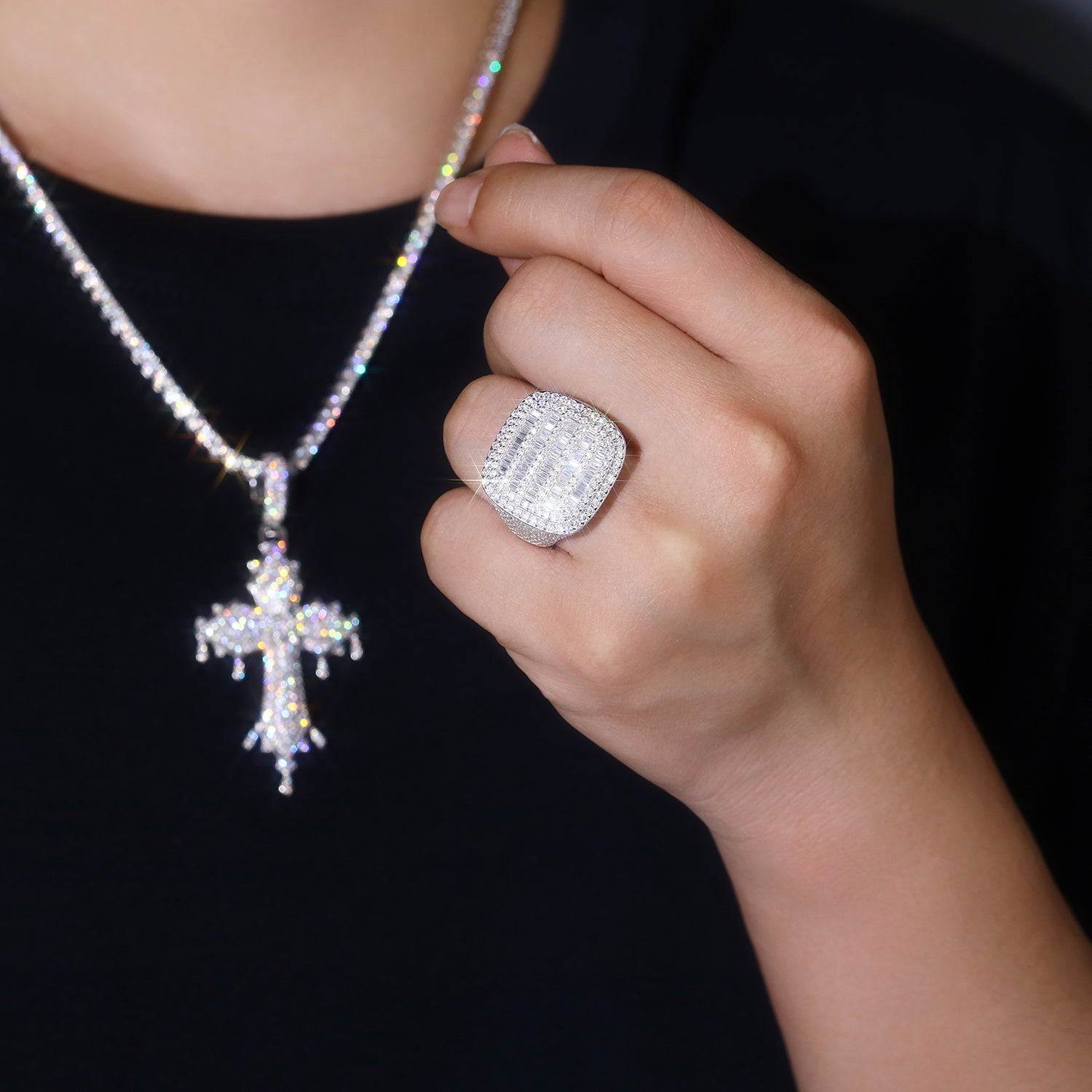 GRA Certified Bold Luxury Moissanite Platinum Plated Ring - GuardianAngel Jewels