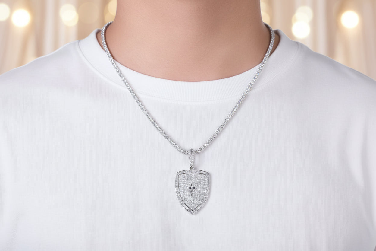 GRA Certified Starlight Shield Moissanite Platinum Pendant - GuardianAngel Jewels