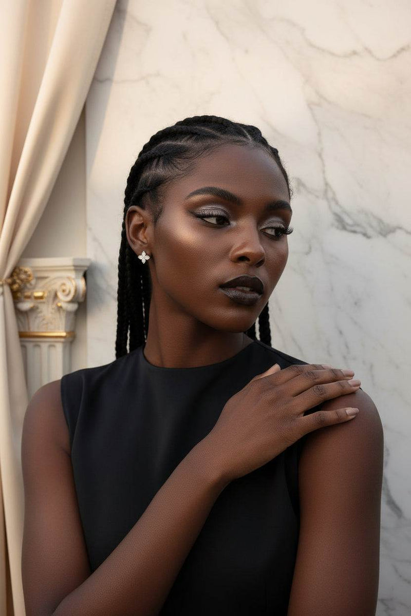 French Sweetheart - Moissanite Stud Earrings Platinum Plated - GuardianAngel Jewels