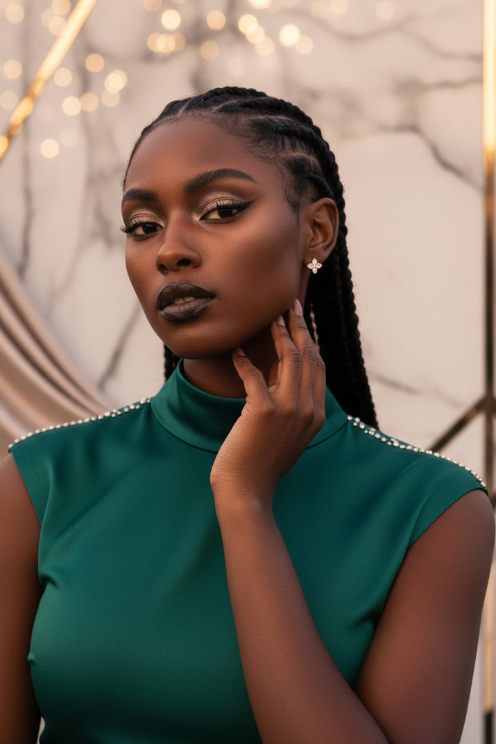 French Sweetheart - Moissanite Stud Earrings Platinum Plated - GuardianAngel Jewels