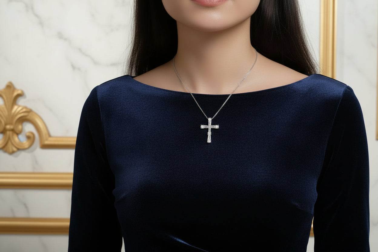 The Light - Moissanite Necklace Pendant Platinum Plated - GuardianAngel Jewels