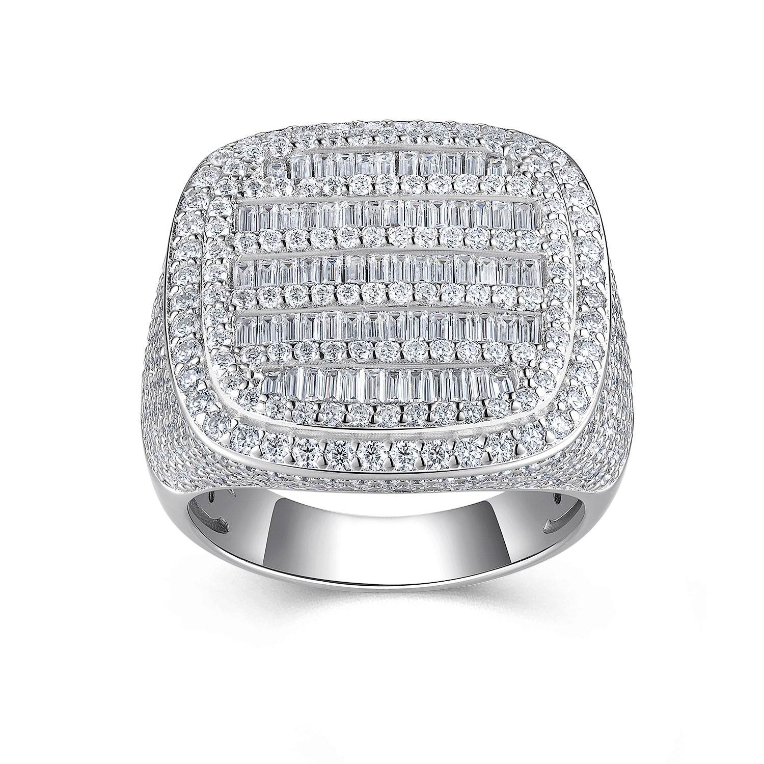 GRA Certified Bold Luxury Moissanite Platinum Plated Ring - GuardianAngel Jewels