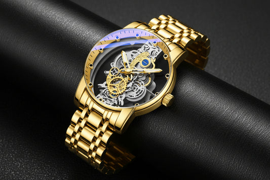 Gold Tone Automatic Skeleton Watch