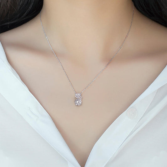Little Fox Moissanite Clavicle Necklace Pendant - GuardianAngel Jewels
