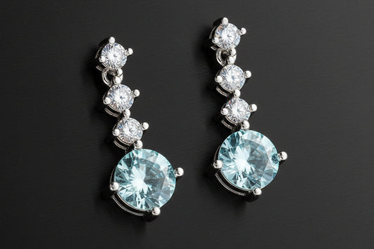 Baby Blue Moissanite Dangle Earrings