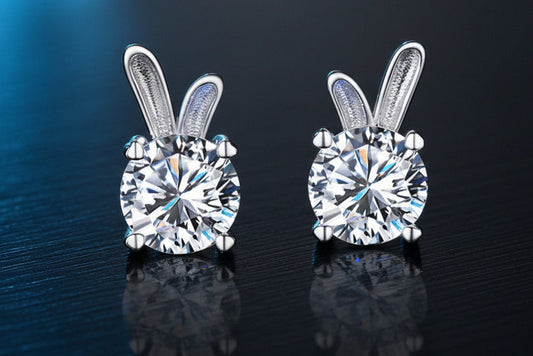 Bunny Ears - 1 Carat Moissanite Sterling Silver Earrings