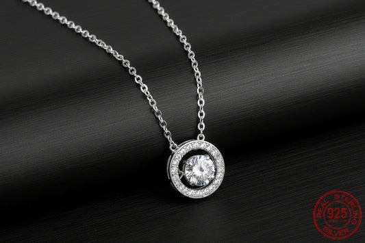 Shining Halo - Moissanite Pendant Necklace