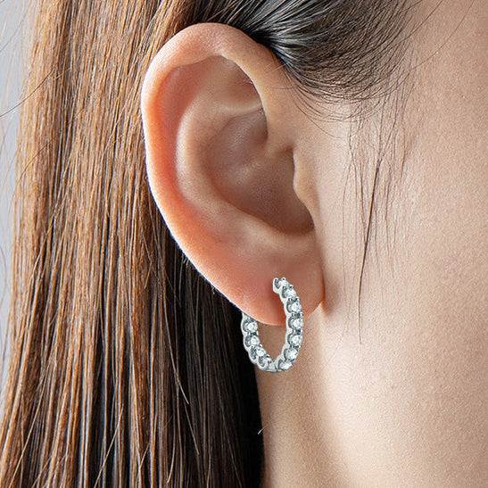 Sterling Silver Moissanite Hoop Earrings - GuardianAngel Jewels
