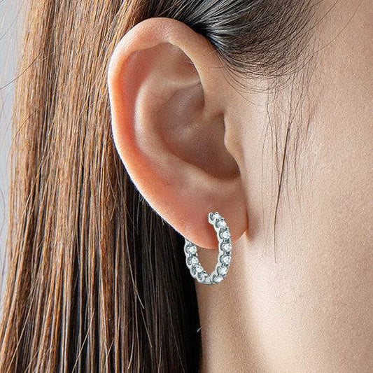 Sterling Silver Moissanite Hoop Earrings - GuardianAngel Jewels